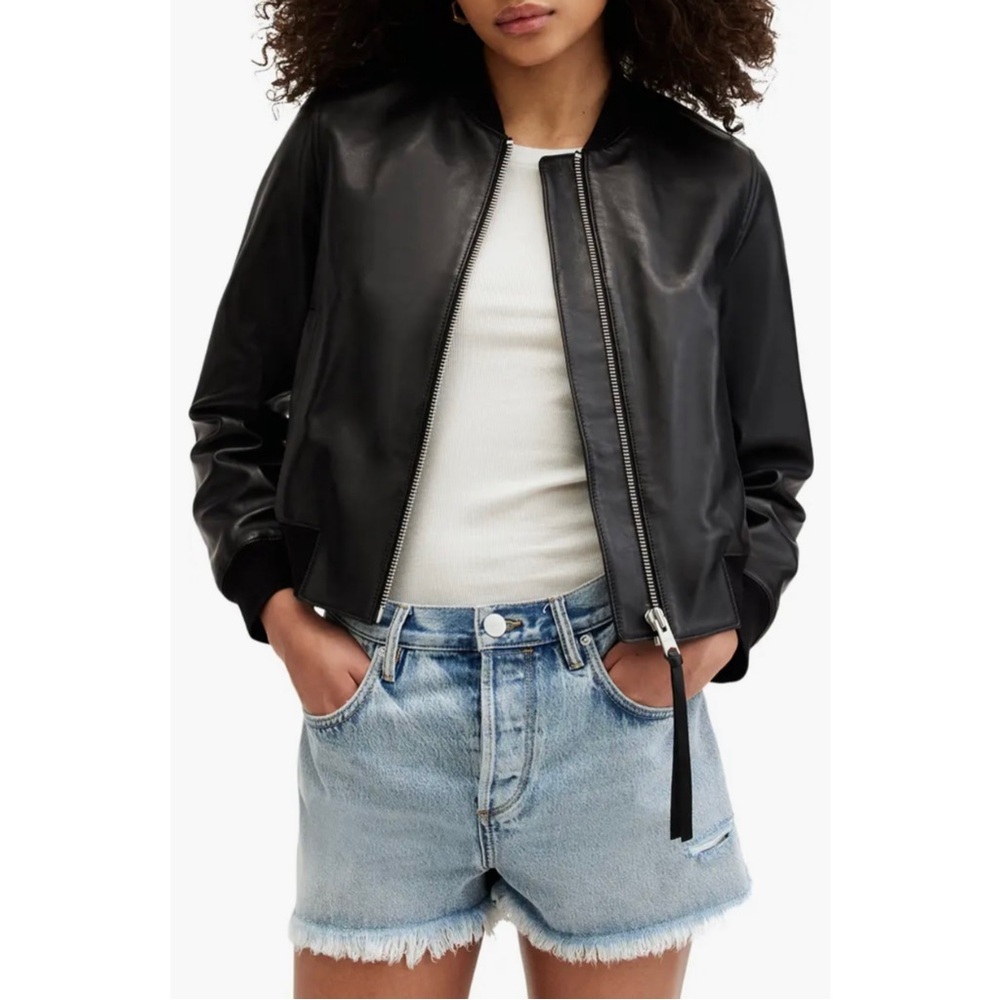 NWT Allsaints Orten Leather Bomber Jacket